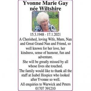 Yvonne Marie Gay nee Wiltshire