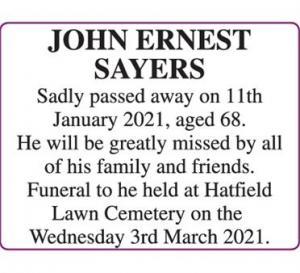 JOHN ERNEST SAYERS