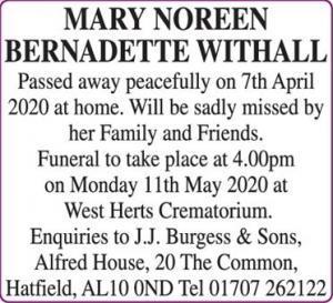 MARY NOREEN BERNADETTE WITHALL