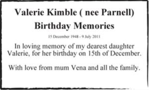 Valerie Kimble ( nee Parnell)