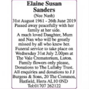 Elaine Susan Sanders
nee Nash