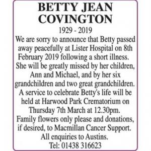 Betty Jean Covington